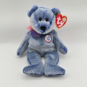 Vintage 2000‎ TY Beanie Baby Periwinkle Blue Bear Soft Plush Stuffed Toy W Tag